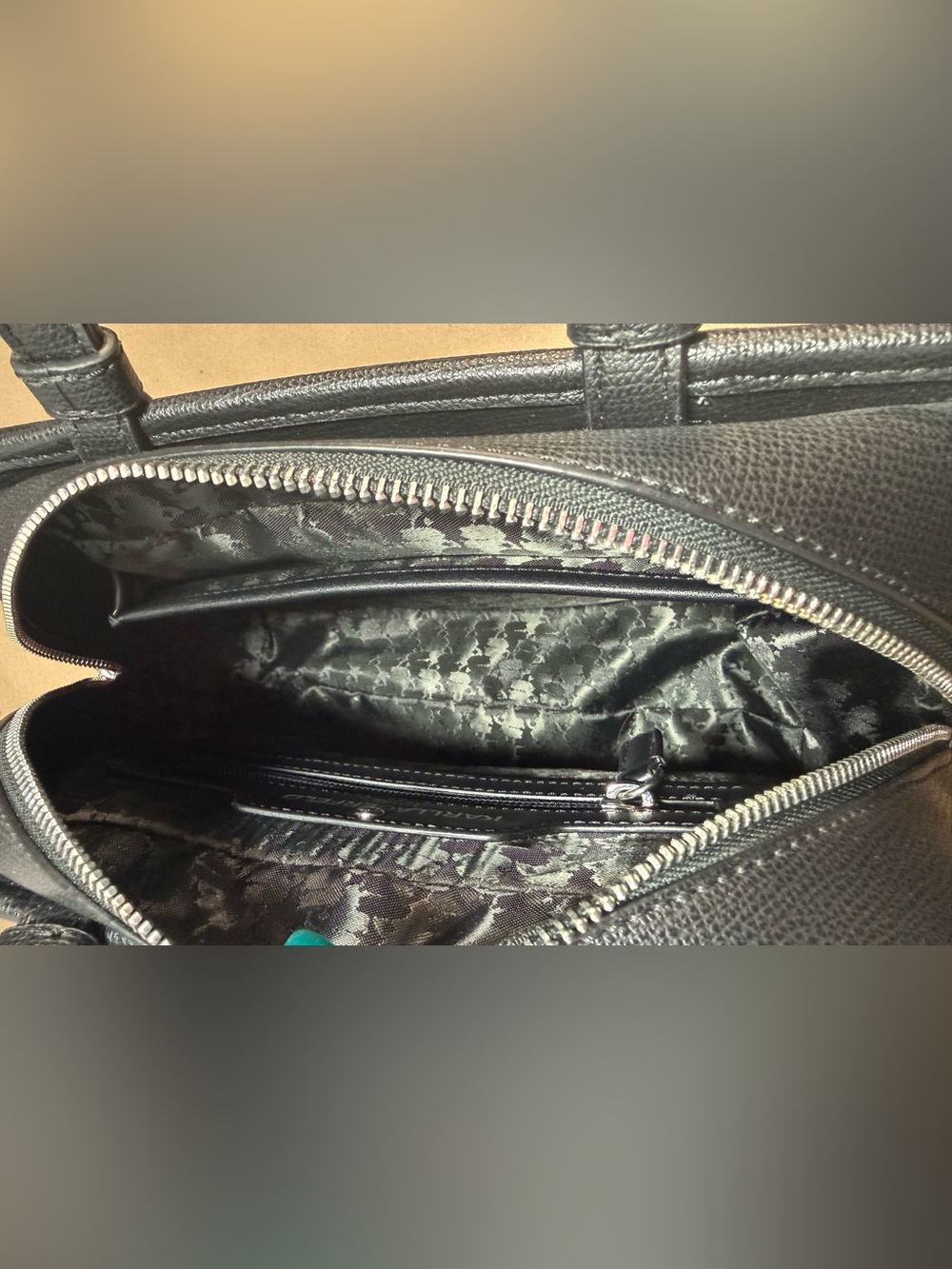 Karl Lagerfeld Black & Teal Logo Satchel Bag - Picture 8 of 9